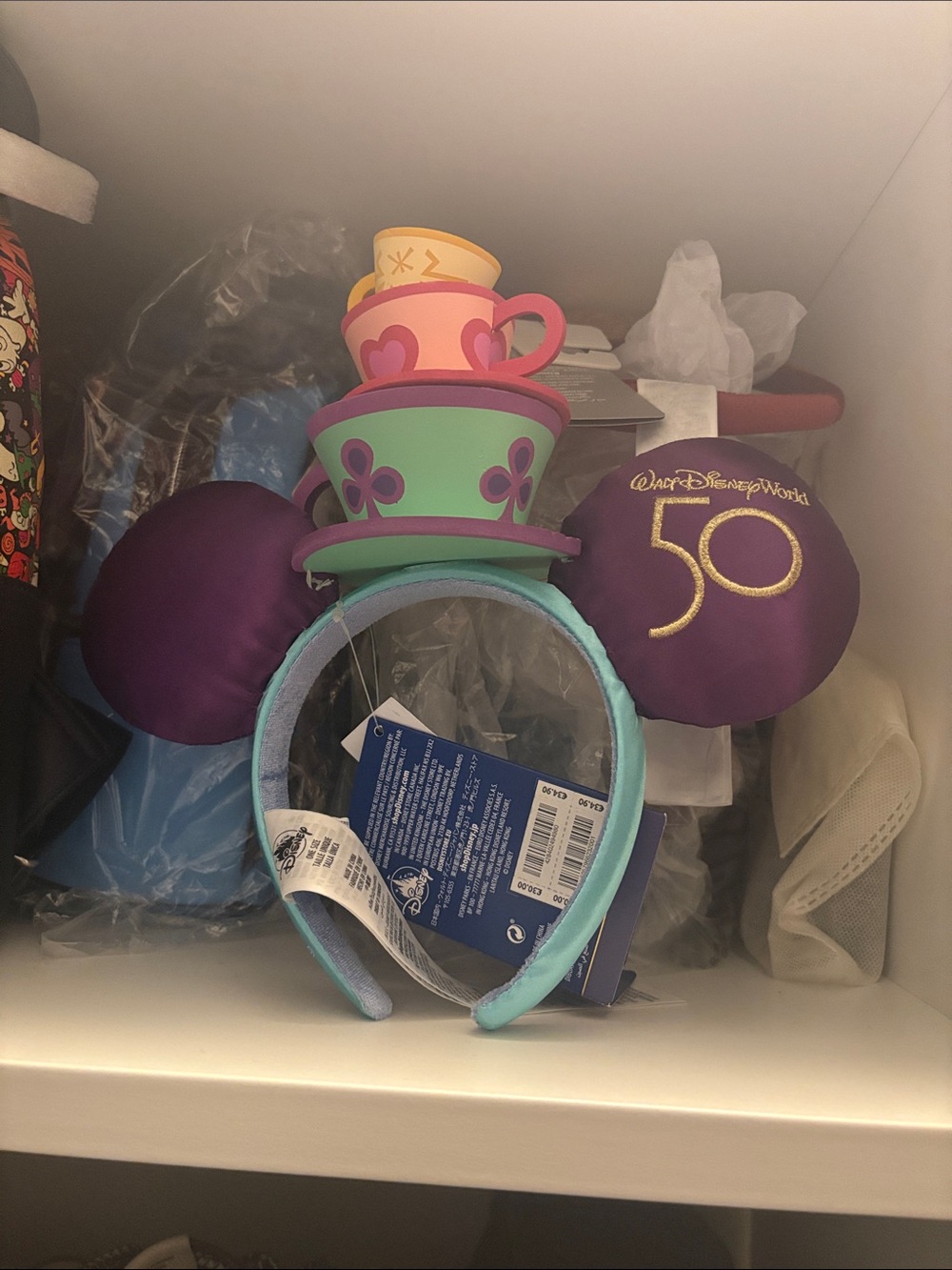 Disney Parks Teacup Stack Minnie Ears Headband - Purple & Aqua